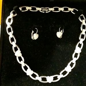 Heart detail necklace and earring set